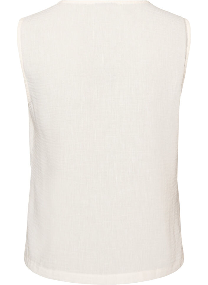 Sleeveless vest with a V-neck and buttons, Vanilla, Packshot image number 1