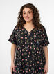 Short-sleeved dress with V-neck, Black, Model image number 2