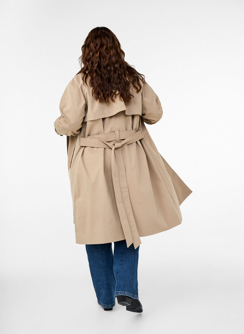 Classic long trench coat with belt, Chinchilla, Model image number 1