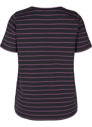 Striped T-shirt in cotton, Black w. Purple , Packshot image number 1