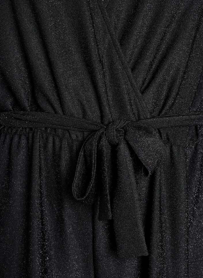 Jumpsuit with glitter and tie-belt, Black, Packshot image number 2