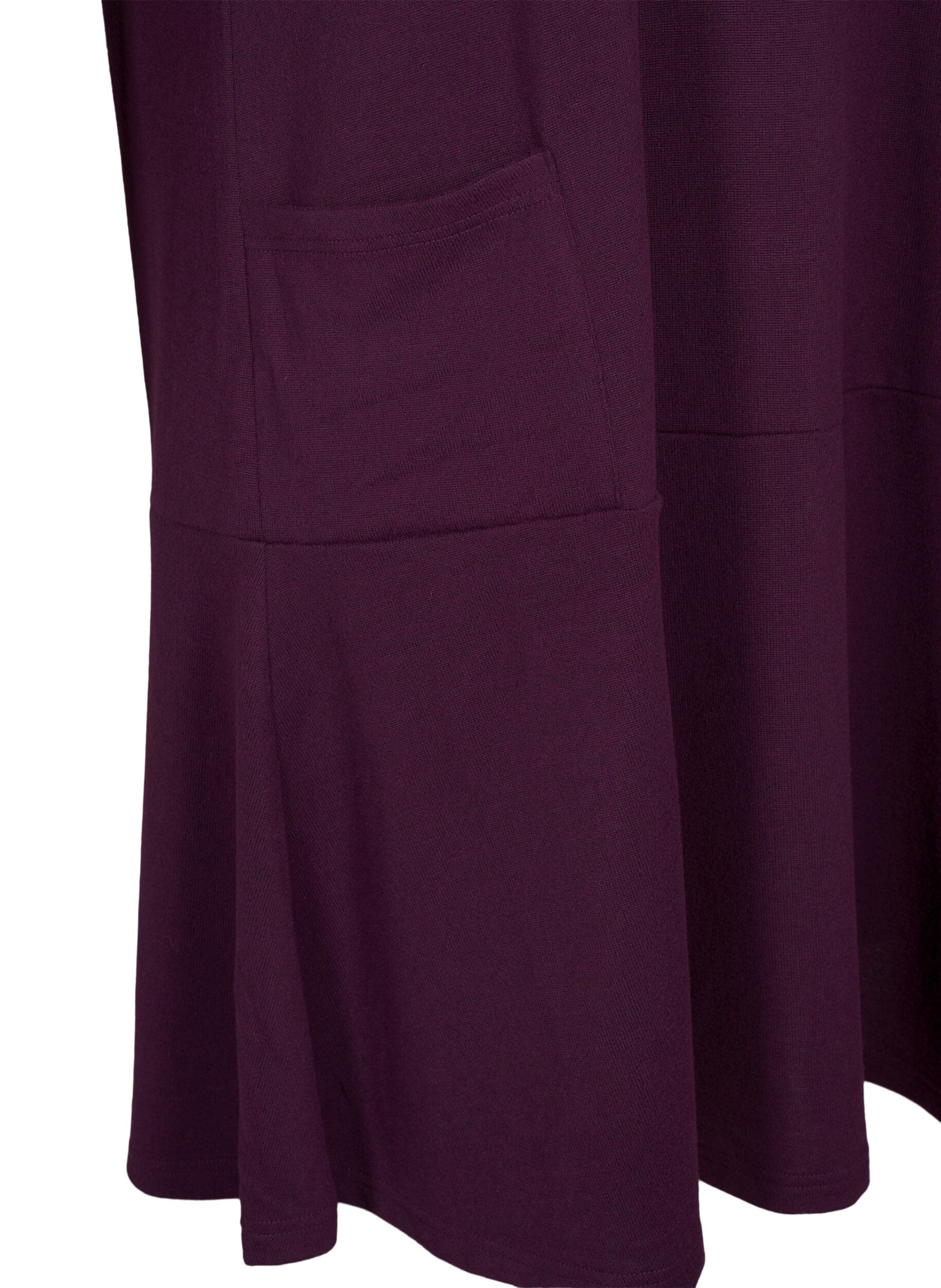 Zizzifashion Jersey dress with high neck and pockets, Purple, Packshot image number 3