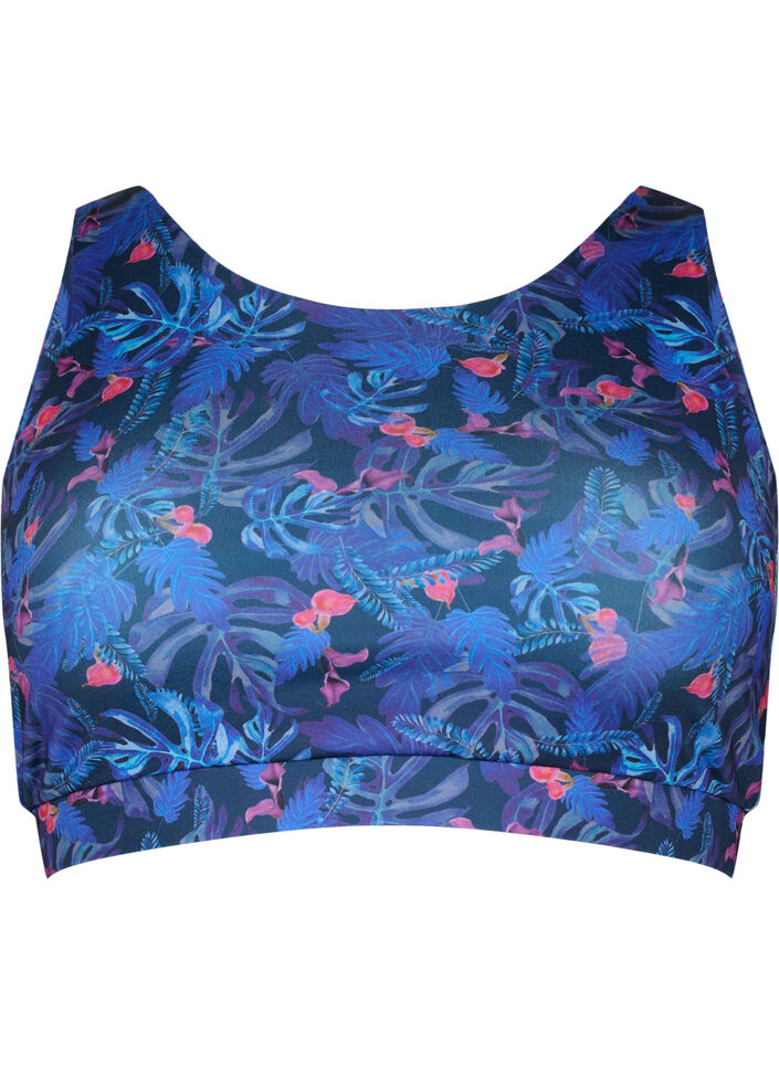 Printed sports bra, Blue Leaf AOP, Packshot image number 0