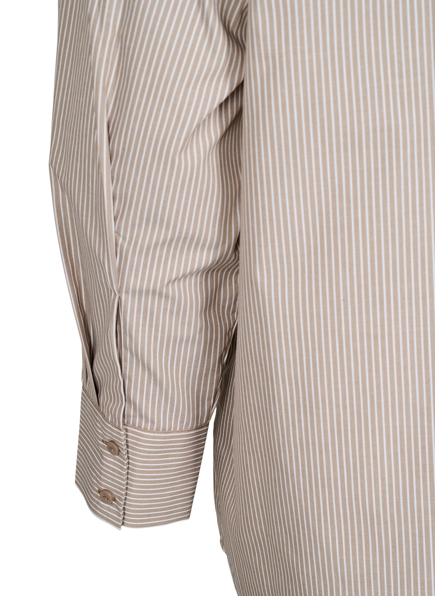 Zizzifashion Loose long-sleeved shirt with stripes, Brown, Packshot image number 3