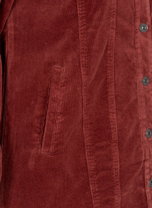 Velvet shirt jacket with pockets, Burnt Henna, Packshot image number 3