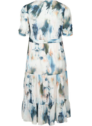 Printed maxi dress with a waist tie, Watercolor AOP, Packshot image number 1
