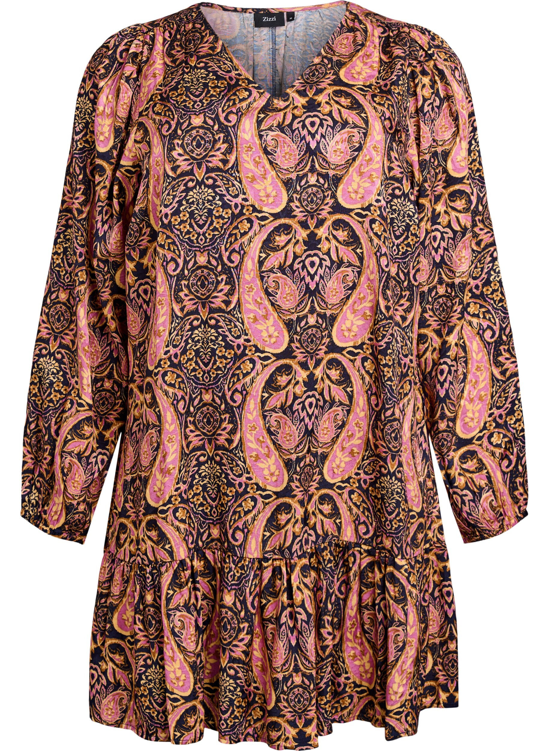Short A-line dress with paisley print