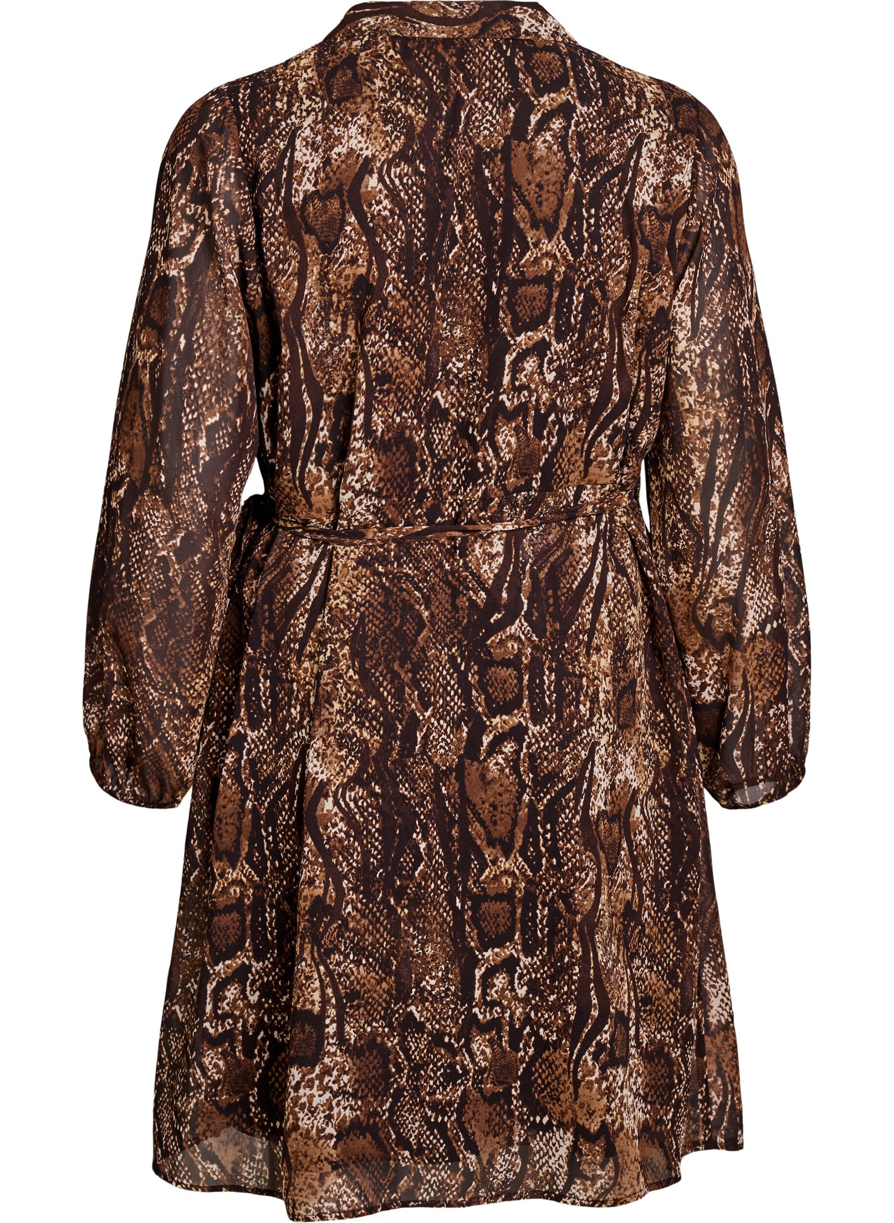 Zizzifashion Knee-length wrap dress with animal print, Brown, Packshot image number 1