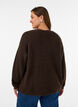 Knitted blouse with V-neck and raglan sleeves, Brown, Model image number 2
