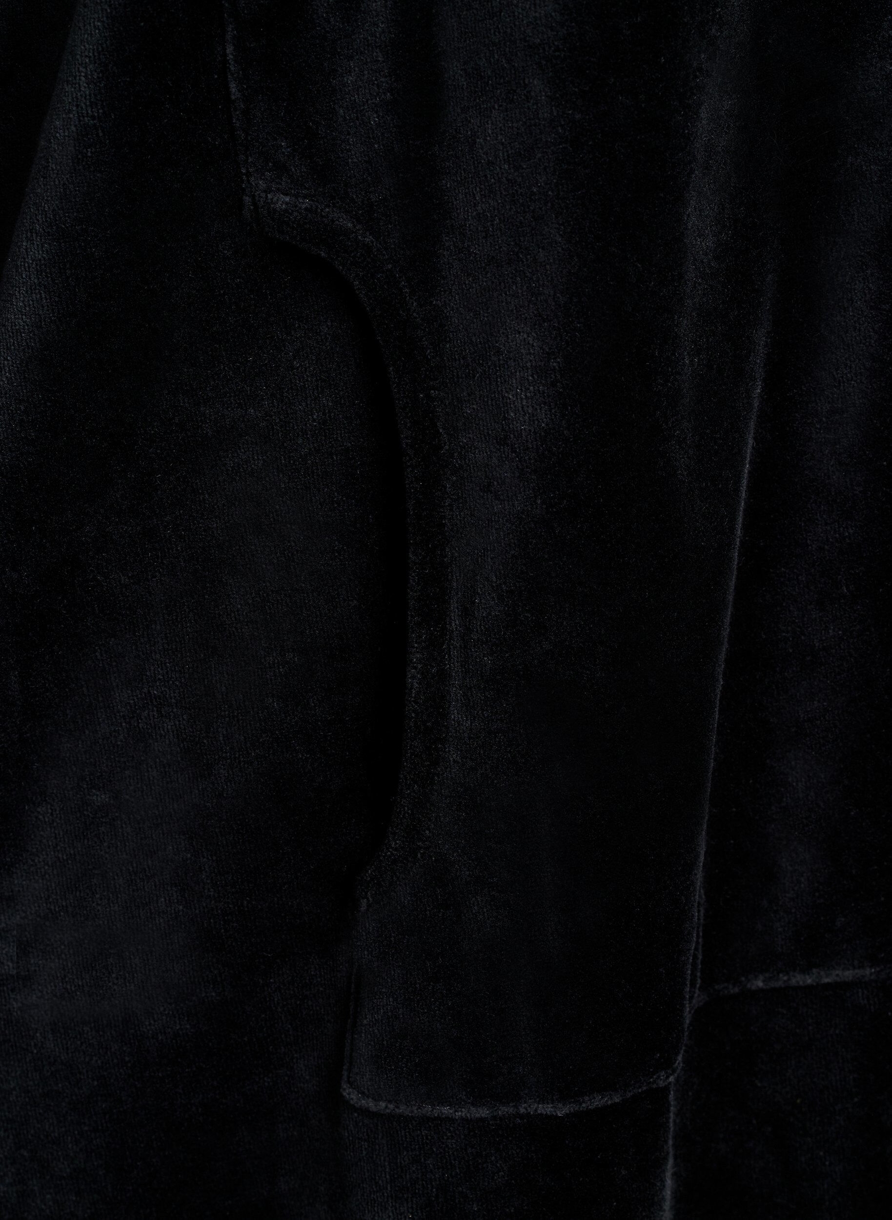 Zizzifashion Velour dressing gown with zipper and pockets, Black, Packshot image number 3