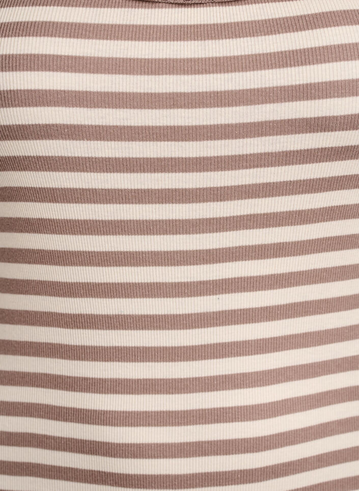 Striped top with a ribbed texture and a lace trim, Beige, Packshot image number 2