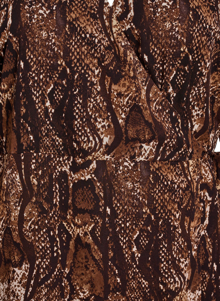 Knee-length wrap dress with animal print, Brown, Packshot image number 2