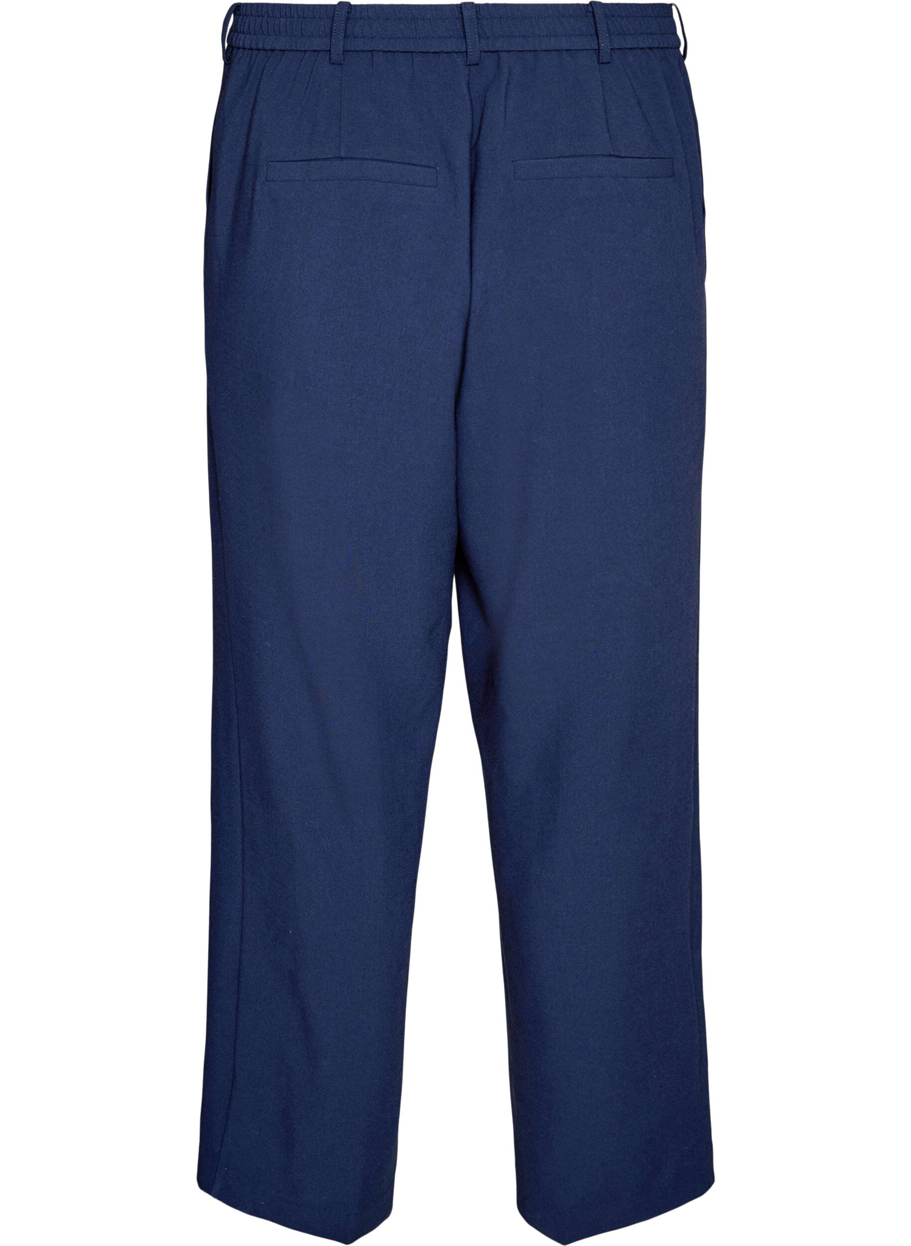 Zizzifashion Tailored trousers with a high waist and straight fit, Blue, Packshot image number 1
