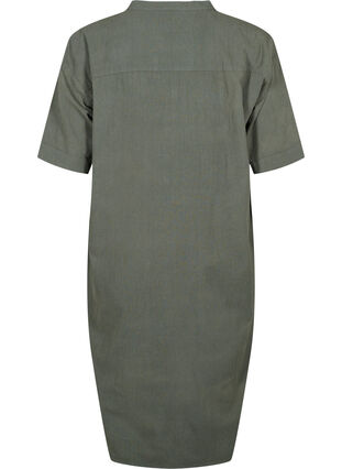 FLASH - Short sleeved midi dress in cotton, Balsam Green, Packshot image number 1