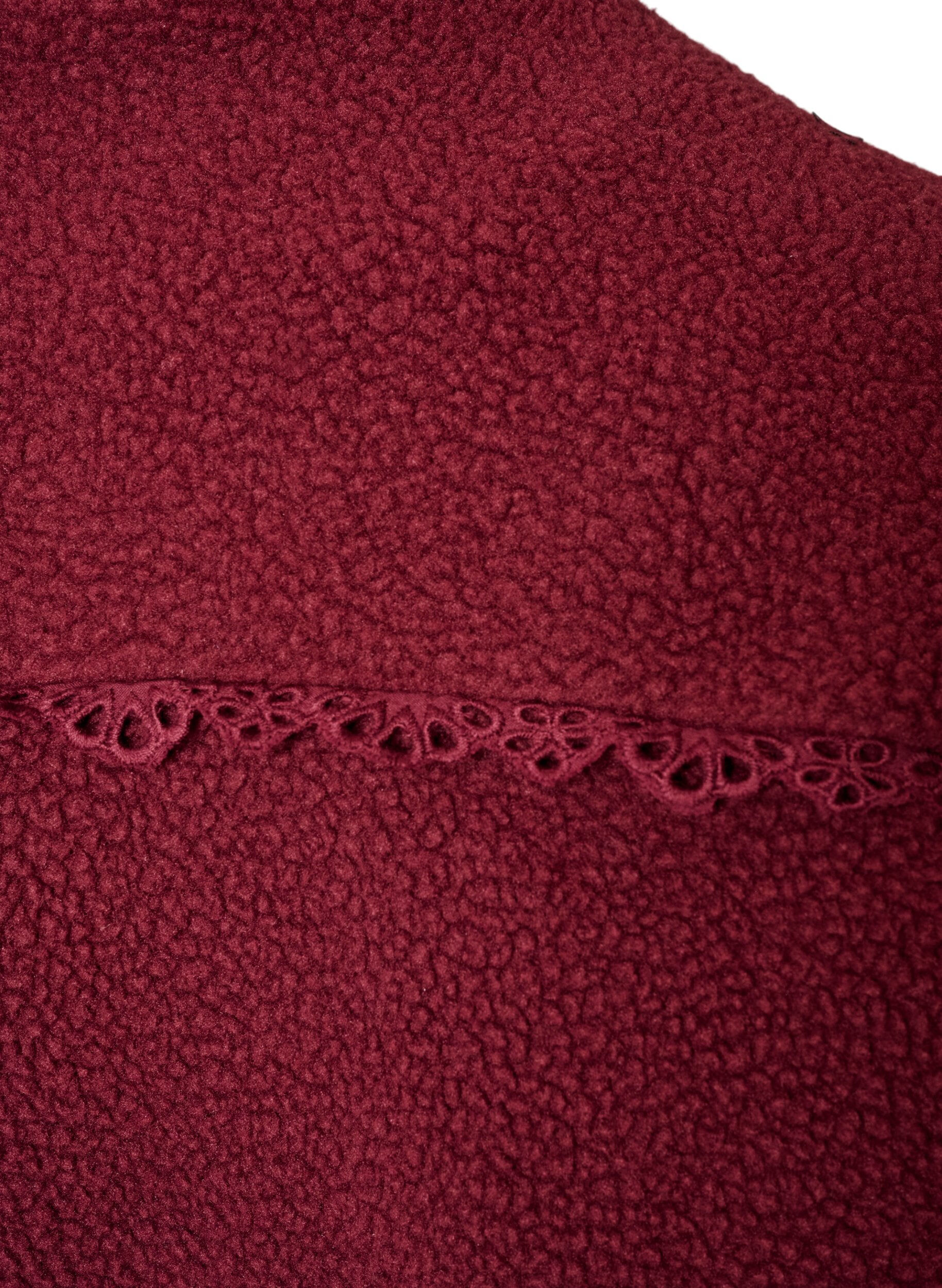 ZizzifashionTeddy jacket with eyelet embroidery trim and high collar, Red, Packshot image number 4