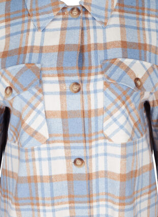 Long checked shirt jacket with chest pockets, Serenity Check, Packshot image number 2