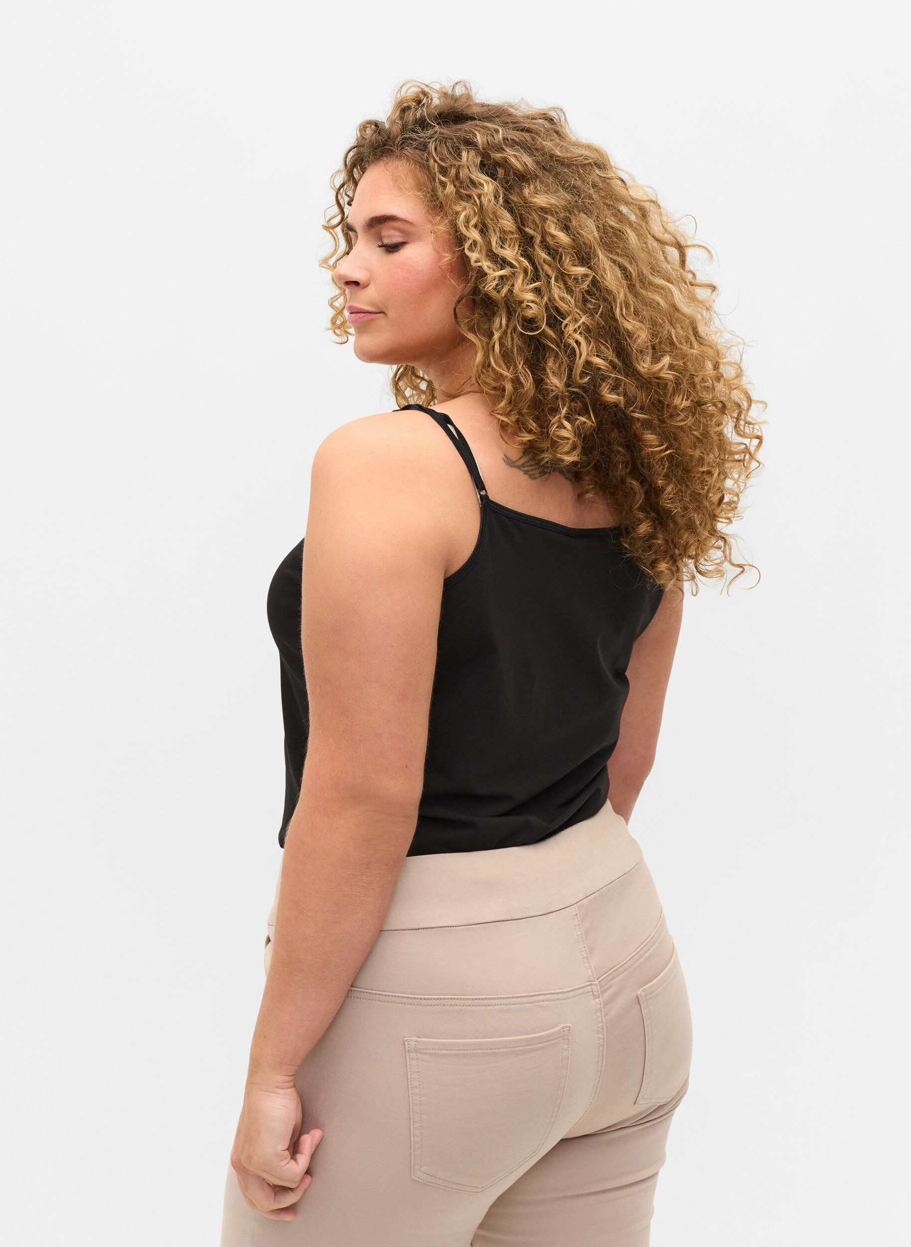 Zizzifashion Basic strappy top, Black, Model image number 1