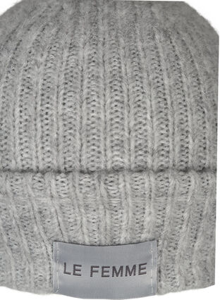 Knitted hat with writing, Grey, Packshot image number 2