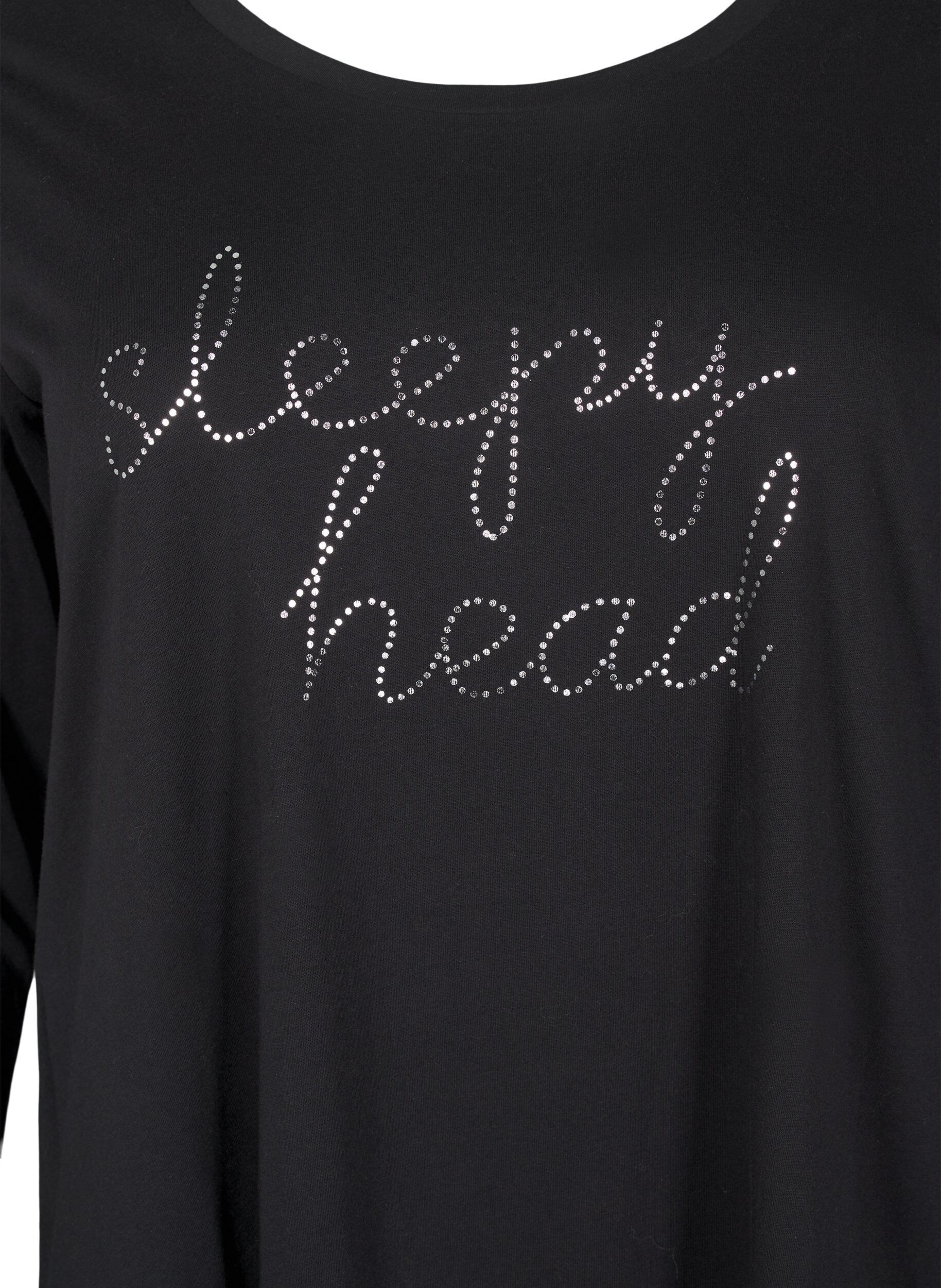 Zizzifashion Long-sleeved nightgown in organic cotton, Black, Packshot image number 2