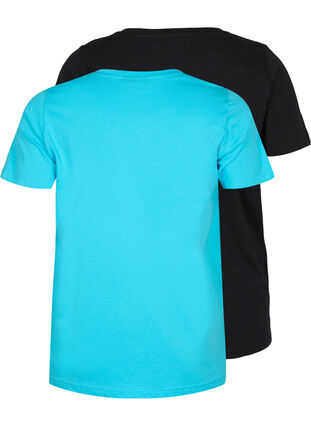 2-pack basic cotton t-shirt, Blue Atoll / Black, Packshot image number 1