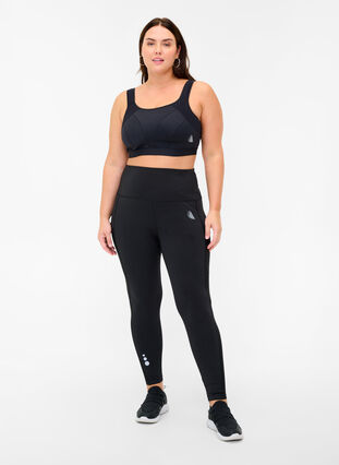 Cropped sport tights with high waist, Black, Model image number 0