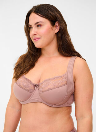 Underwired bra with lace, Antler, Model image number 0