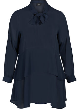 Long-sleeved tunic with a bow, Navy Blazer, Packshot image number 0
