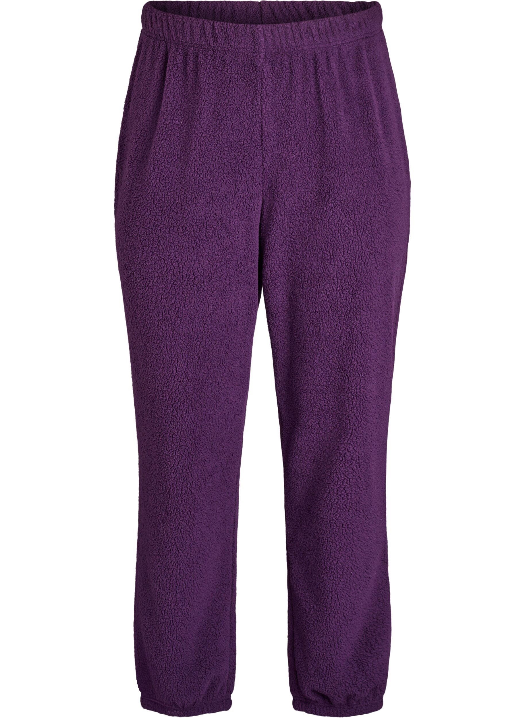 High-waisted teddy fleece trousers