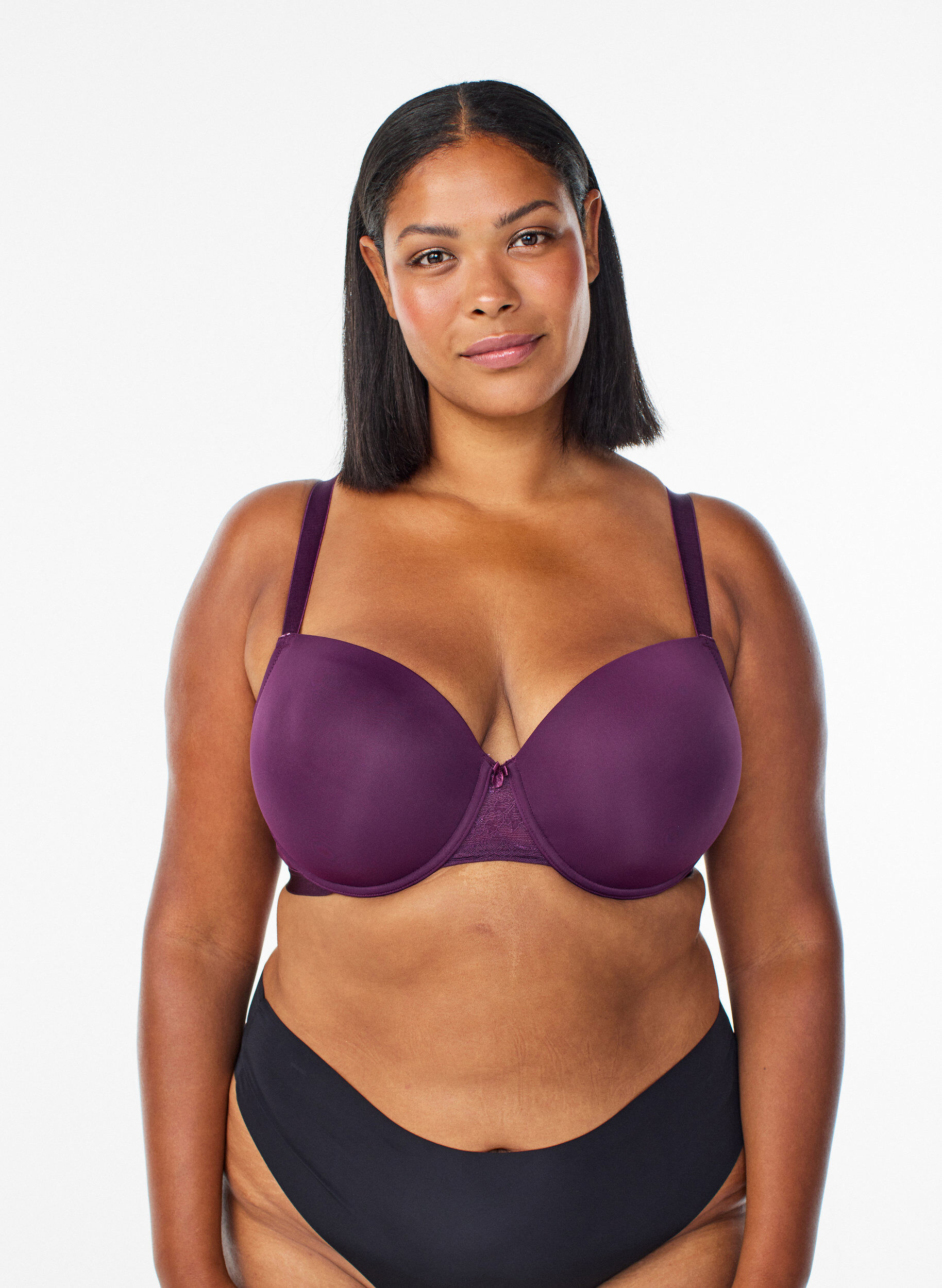 Zizzifashion Moulded bra with mesh, Purple, Model image number 0