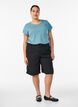 Short sleeved cotton blend t-shirt, Blue, Model image number 1