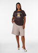 Cotton T-shirt with front print, Brown, Model image number 1