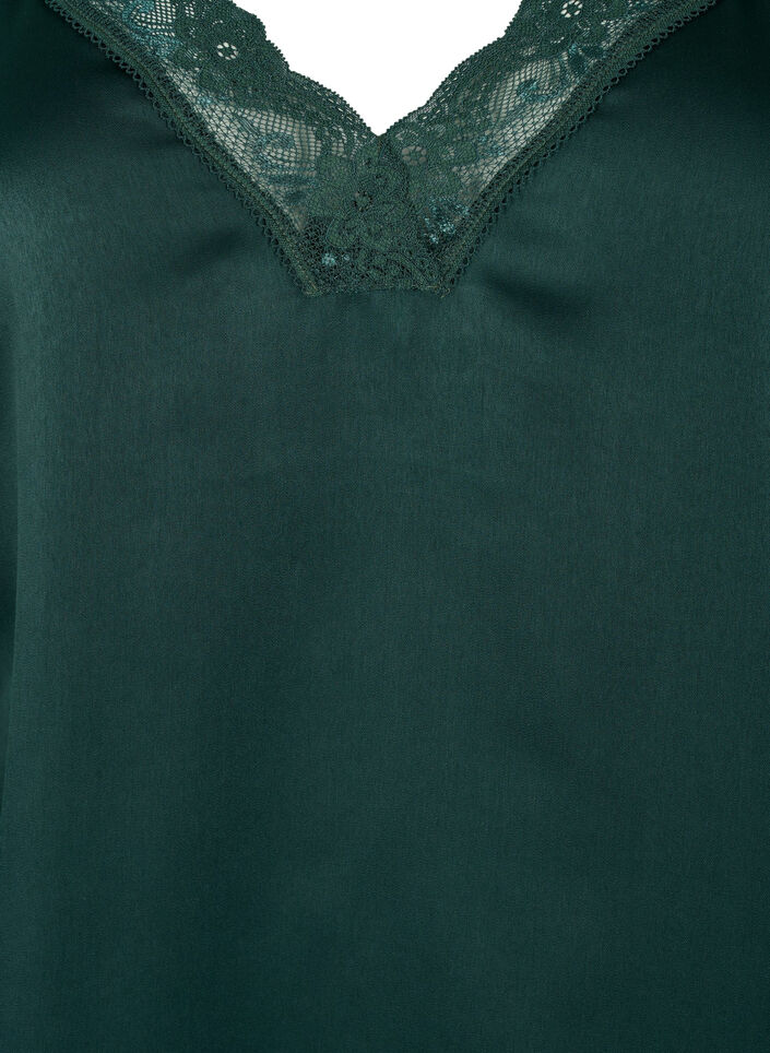 FLASH - Top with v-neck and lace edge, Scarab, Packshot image number 2