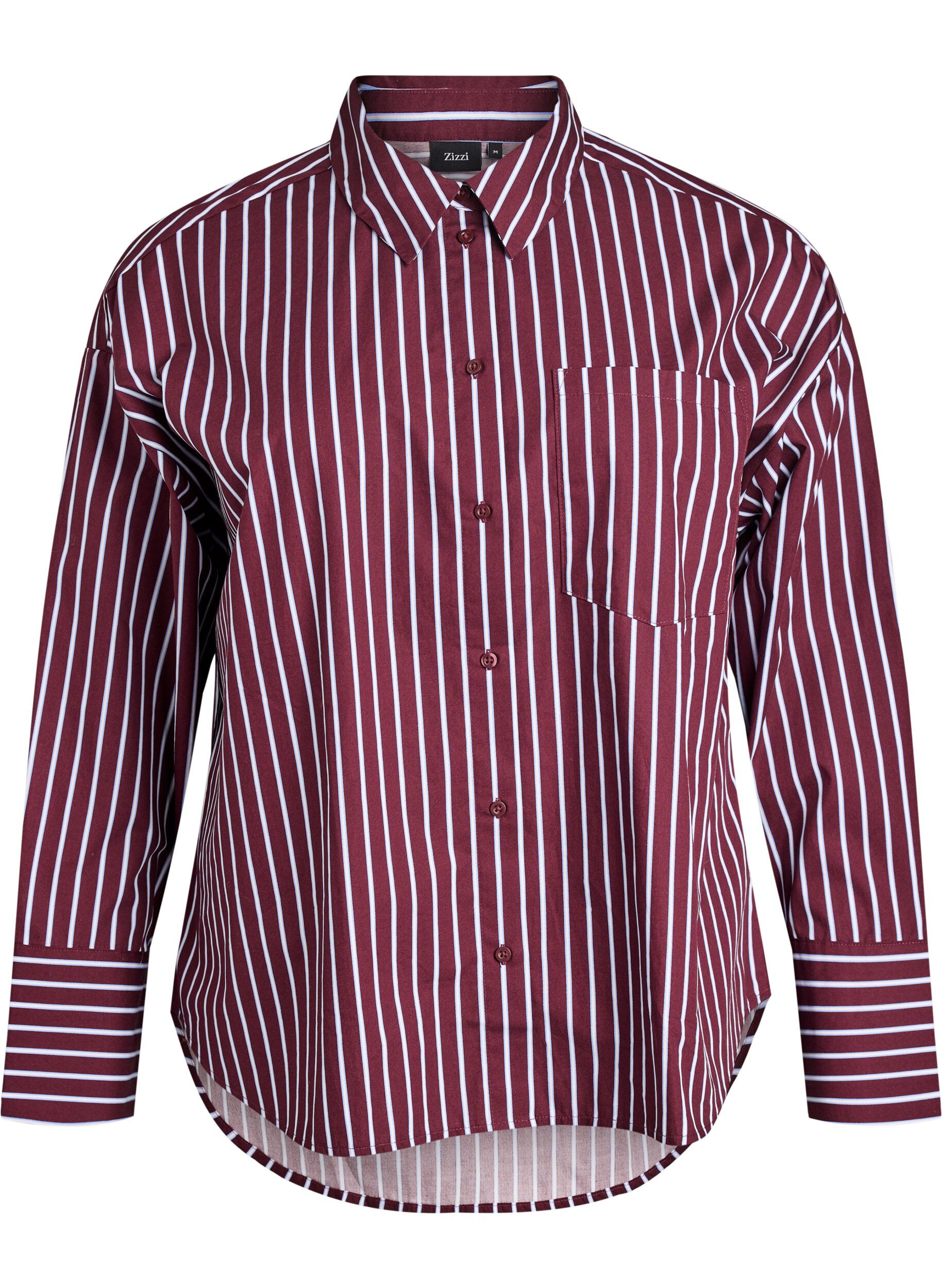 Loose shirt with stripes and a chest pocket