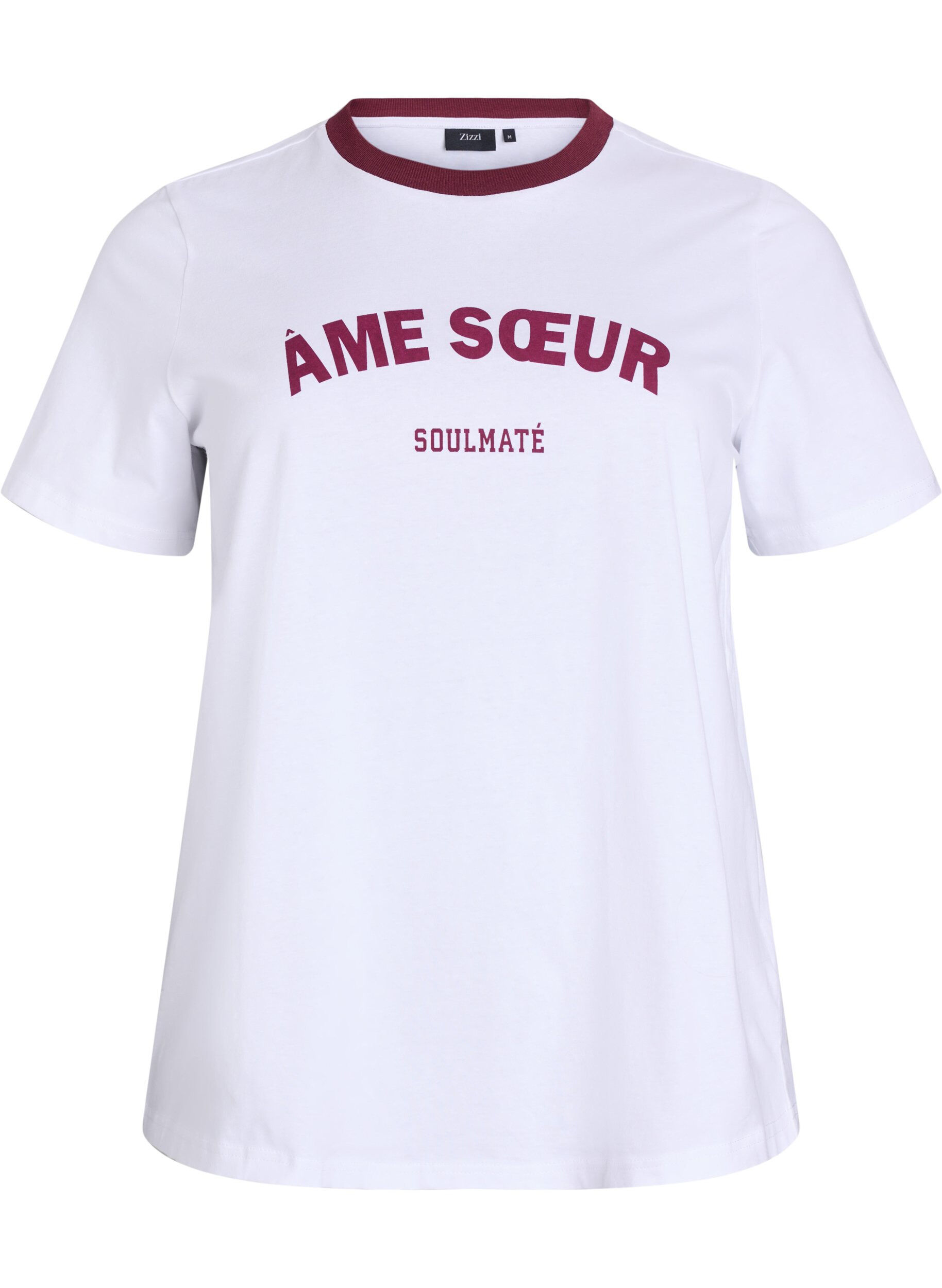 T-shirt with text print and contrast trim