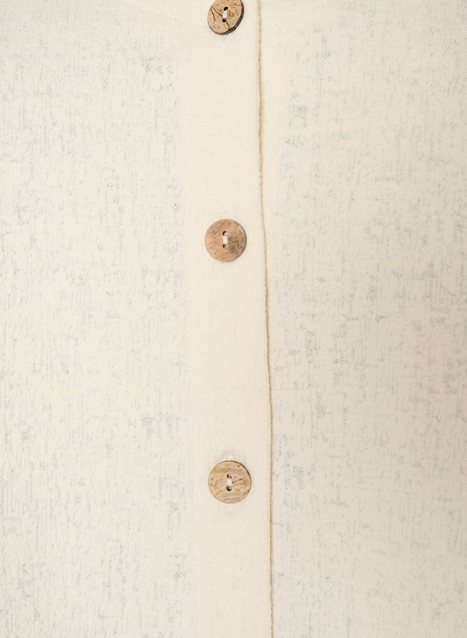 Zizzifashion Textured cotton blouse with button fastening, Vanilla, Packshot image number 2