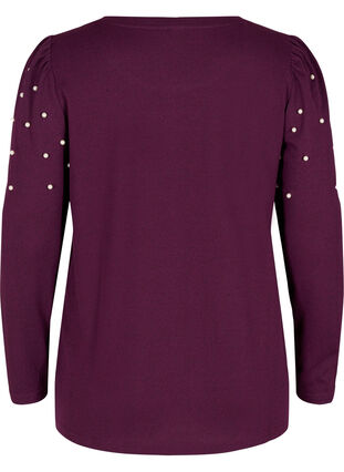 Long sleeve blouse with pearls, Purple Melange, Packshot image number 1