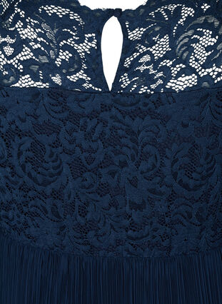 Sleeveless maxi dress with pleats and lace, Night Sky, Packshot image number 3