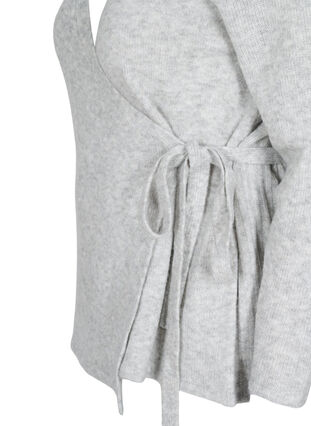 Melange knitted cardigan with wrap, Light Grey Melange, Packshot image number 3