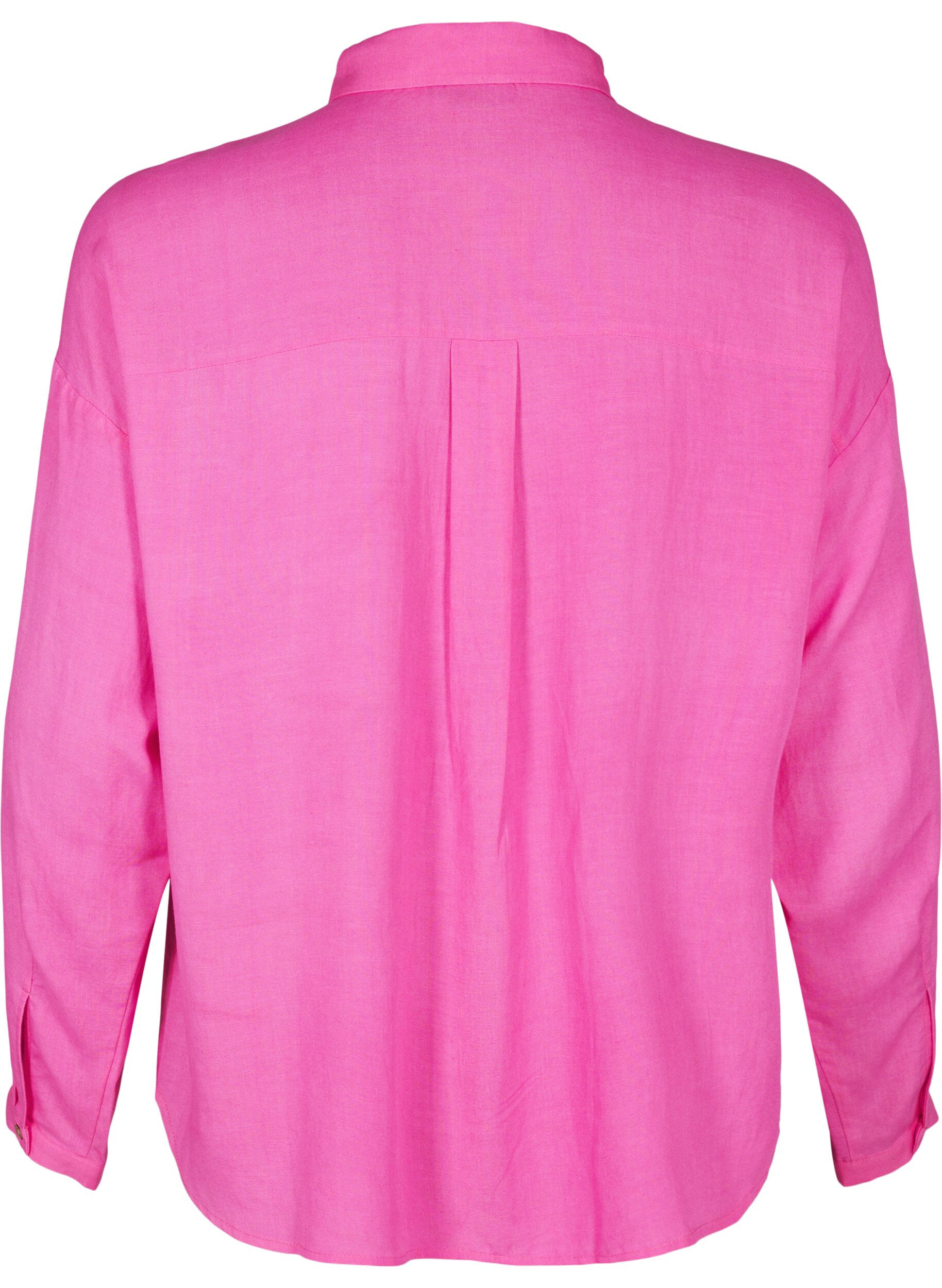 Zizzifashion Long-sleeved linen and viscose shirt, Pink, Packshot image number 1