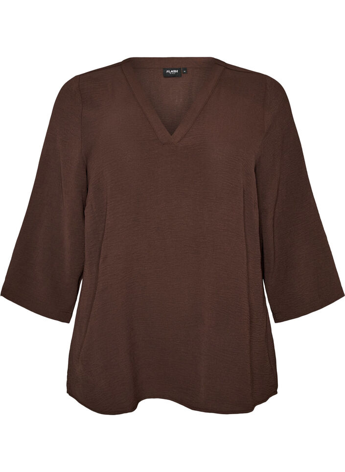 Blouse with 3/4 sleeves, Brown, Packshot image number 0