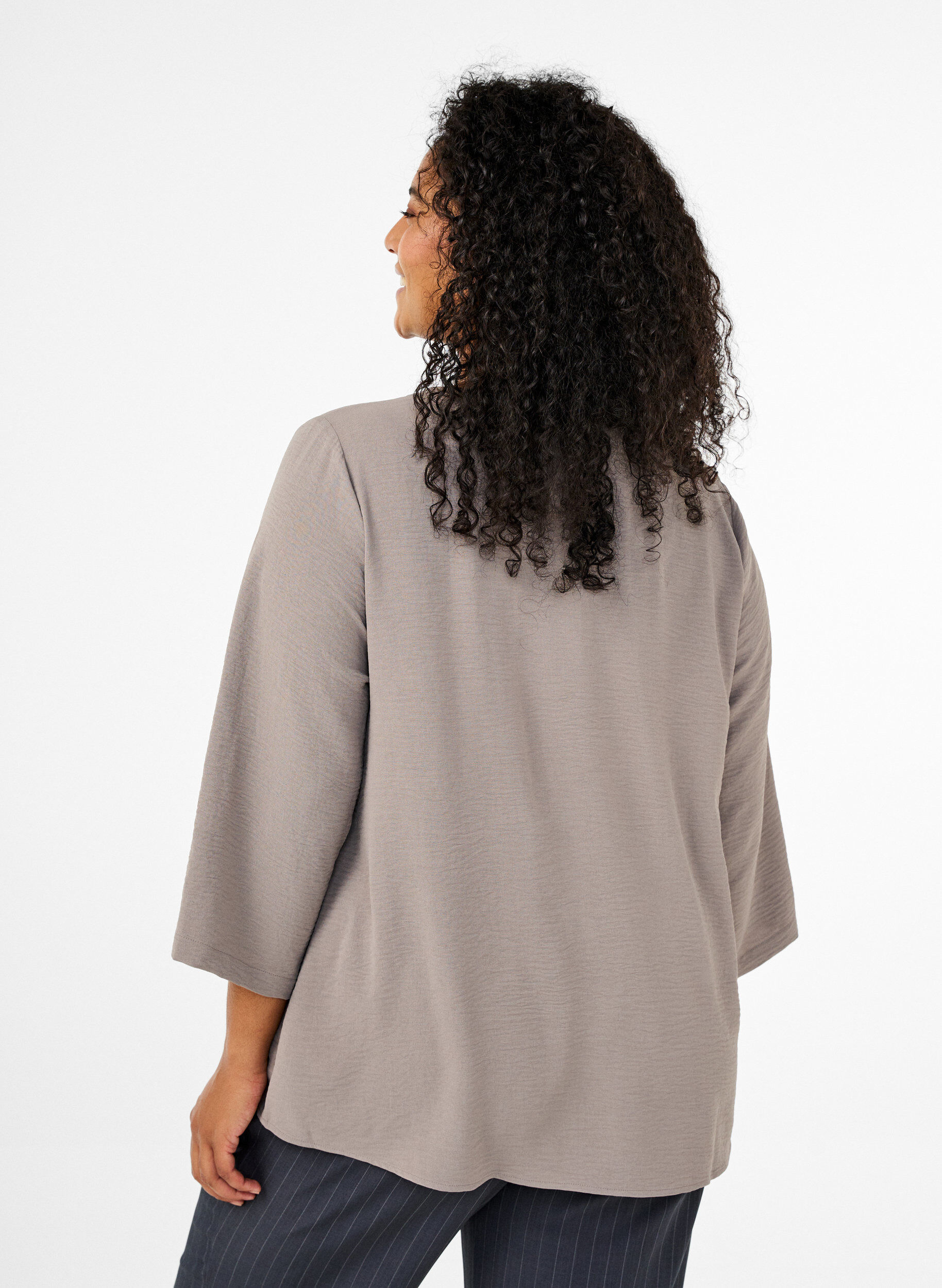 ZizzifashionBlouse with 3/4 sleeves, Beige, Model image number 2