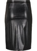 Faux leather skirt with a front slit, Black, Packshot image number 1