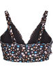 Floral bikini top with ruffle details, Brown, Packshot image number 1