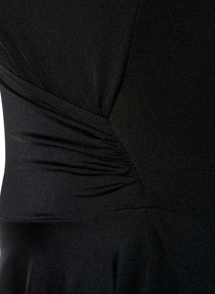 Swim dress with crossed back and skirt, Black, Packshot image number 3