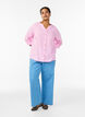 Cotton shirt blouse with V-neck, Pink, Model image number 1