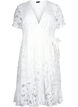 Wrap dress with lace and short sleeves, Bright White, Packshot image number 0