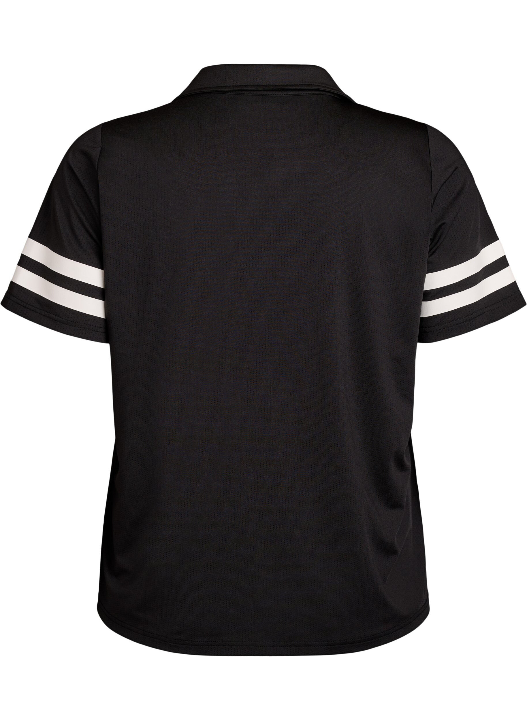 Zizzifashion Sporty polo shirt with stripe details, Black, Packshot image number 1