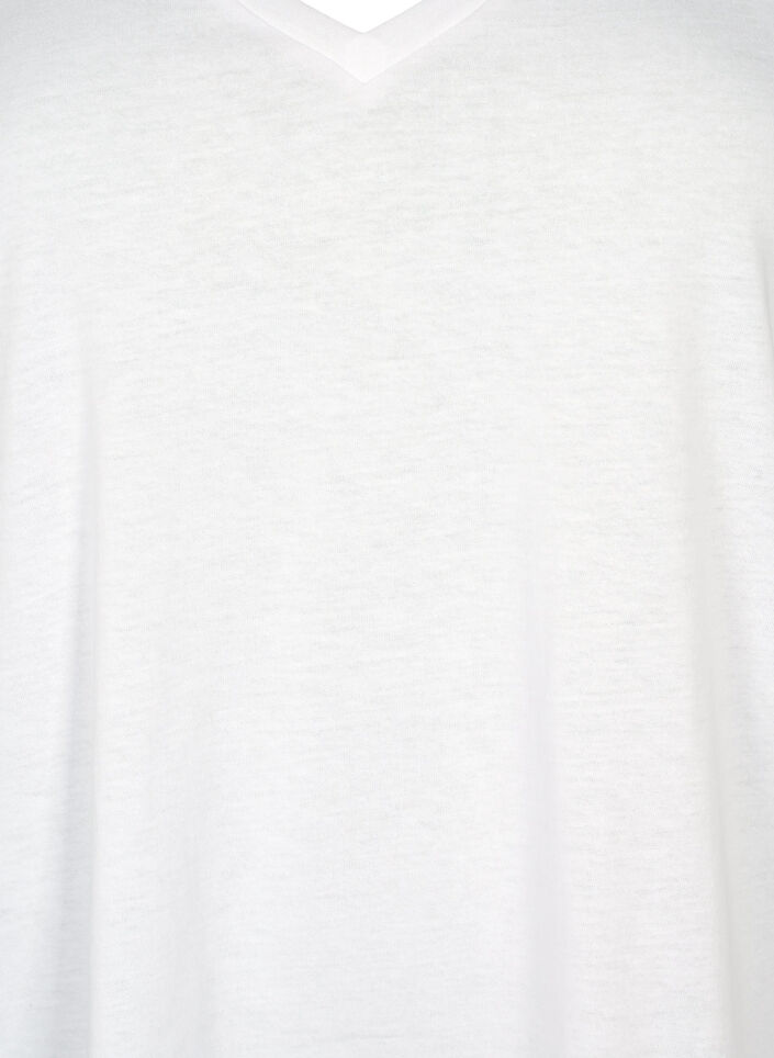 Short sleeve t-shirt with v-neckline, White, Packshot image number 2
