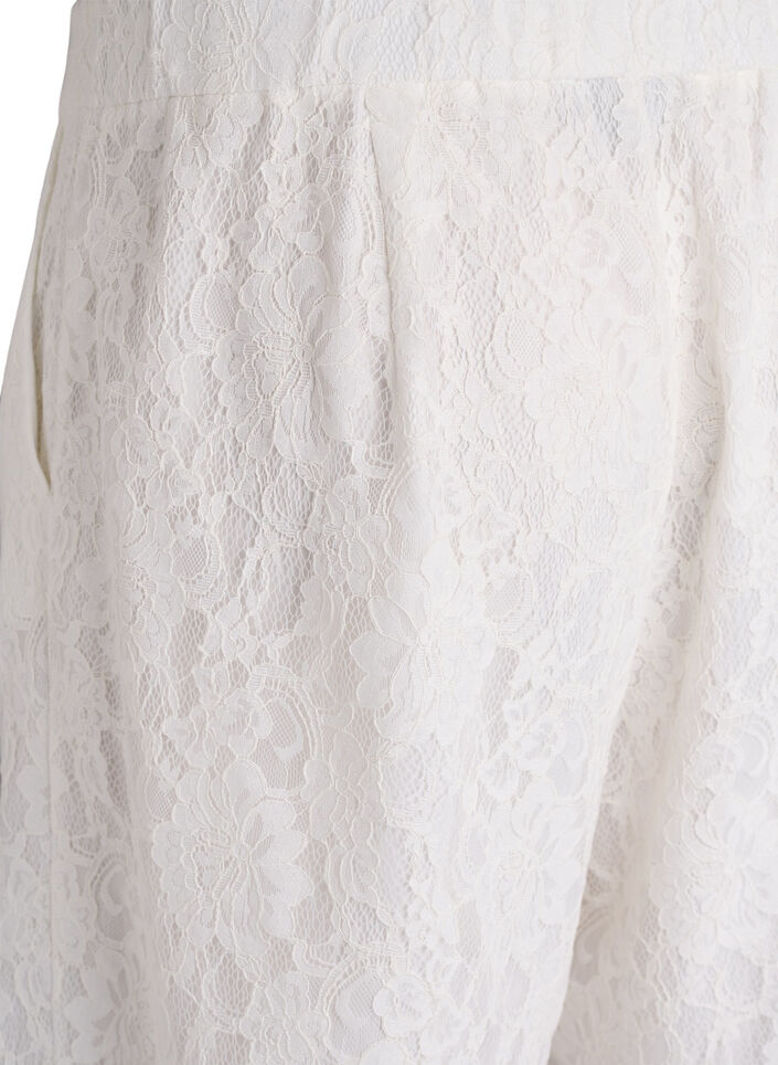 High-waisted lace Bermuda shorts, Vanilla, Packshot