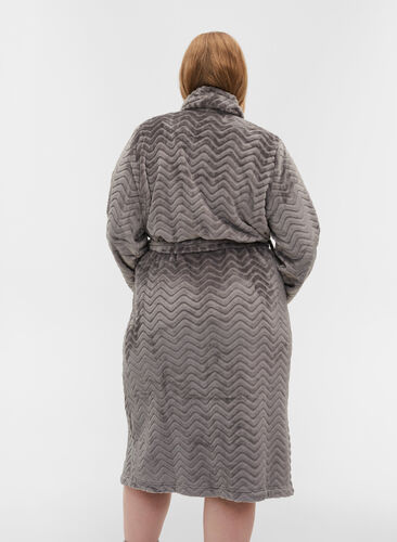 Long dressing gown with pockets, Dark Grey, Model image number 1